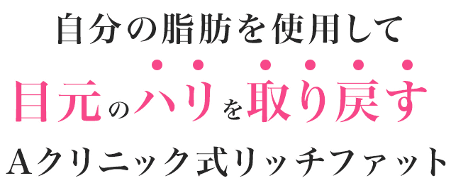 自分の脂肪を使用して目元のハリを取り戻す Aクリニック式リッチファット